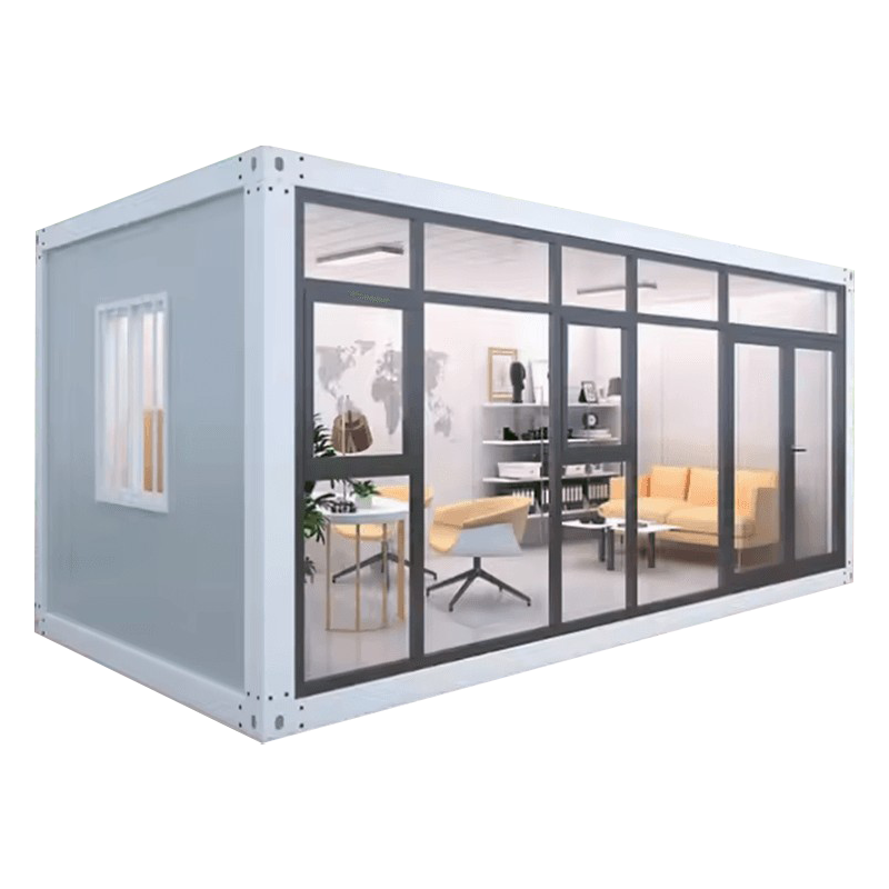 Casa prefabbricata per container con prolunga per camera da sole in vetro monostrato per esterni